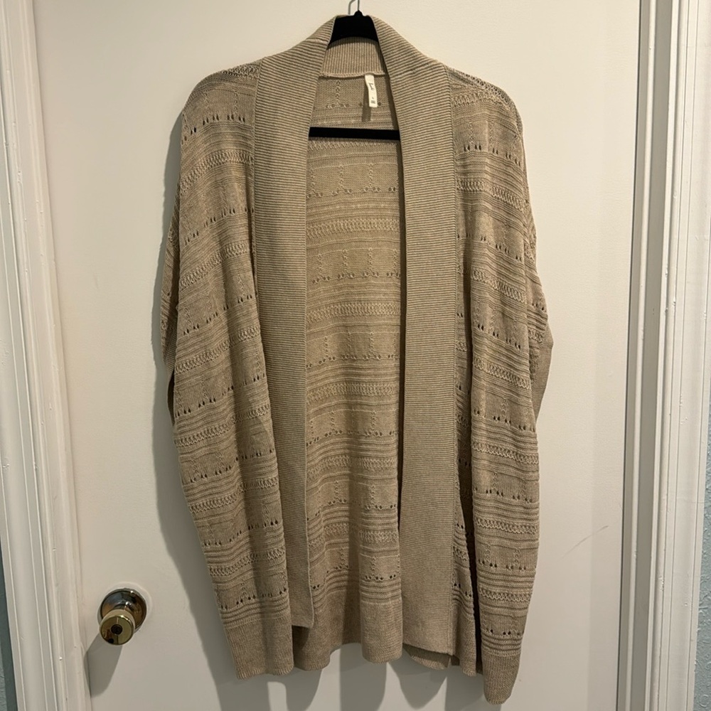 Frenchi Tan Sweater Shall Cardigan Grandma Sz L